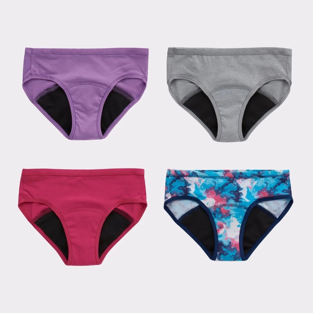 Hanes Girls Hipster Period Underwear 4 Pack Moderate Protection Size 10 NIew